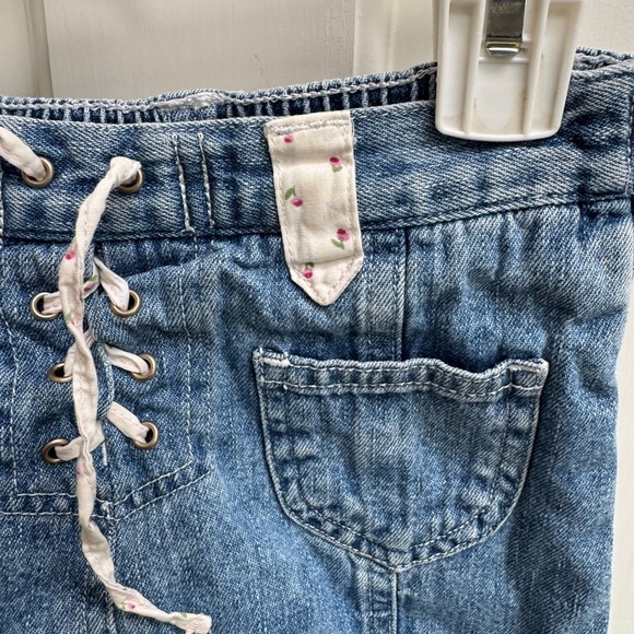 Koala Kids 3T Girls Blue Denim Drawstring Skort with Pockets and Floral Pattern - Picture 3 of 7